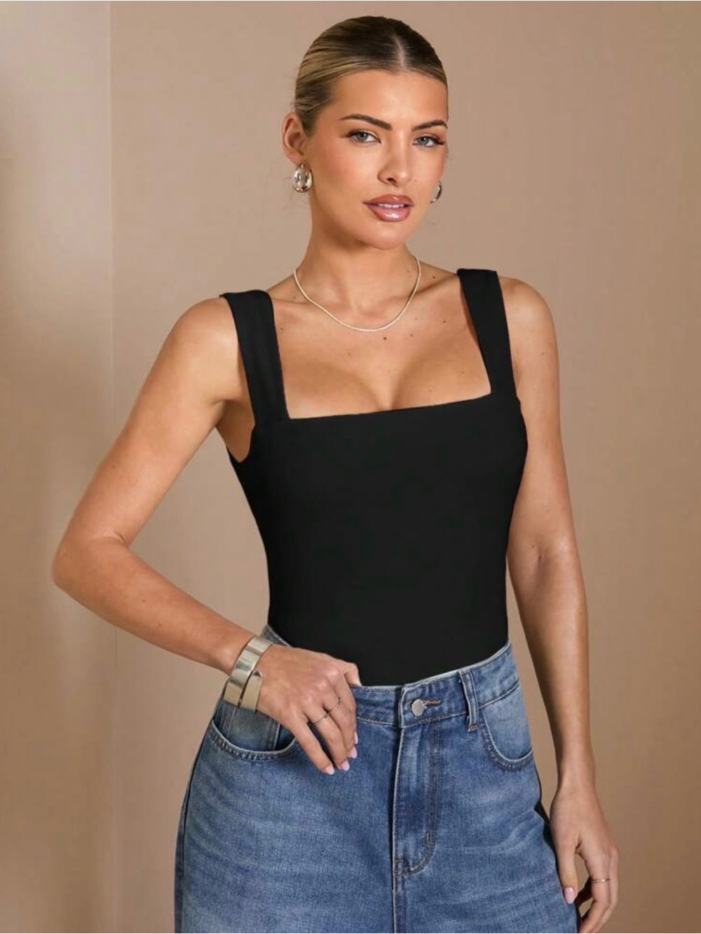 Black Backless Bowknot Bodysuit